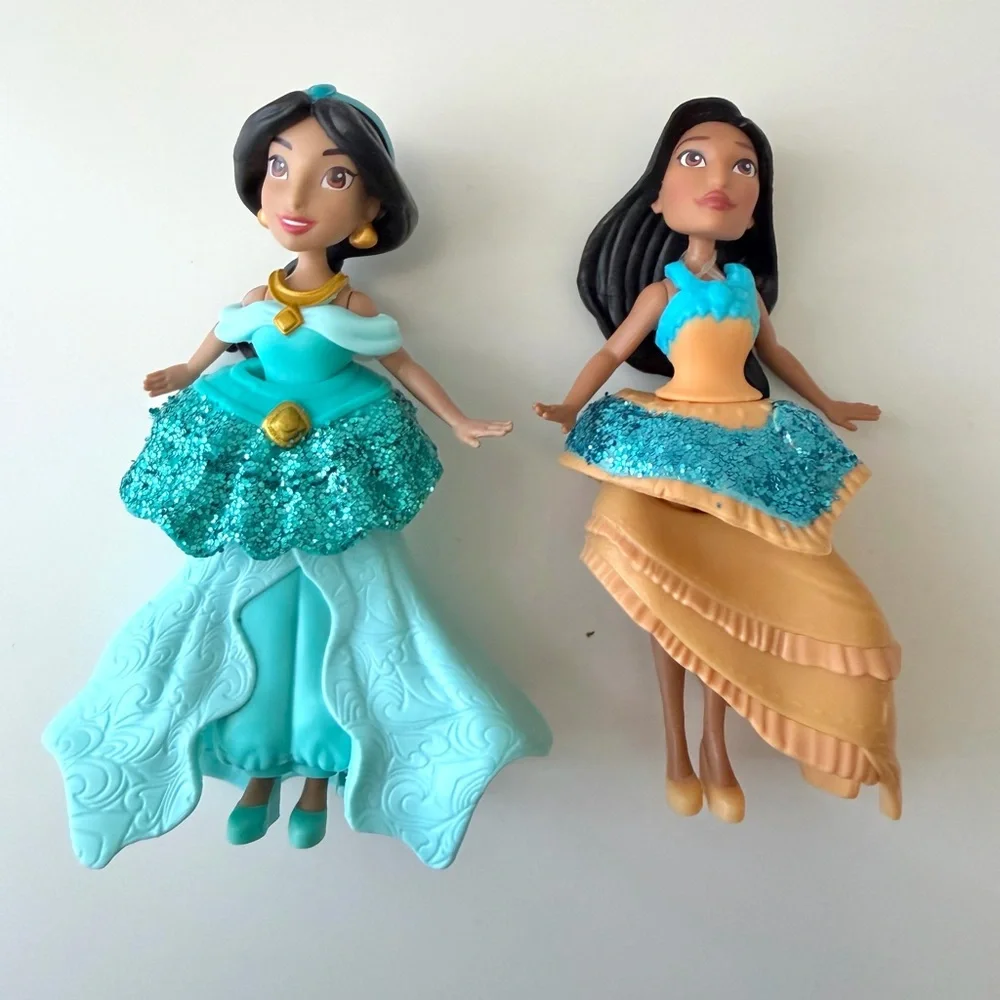DISNEY Princess Frozen Anna, Elsa, Jasmine Pocahontas, Mini Doll Figure Lot